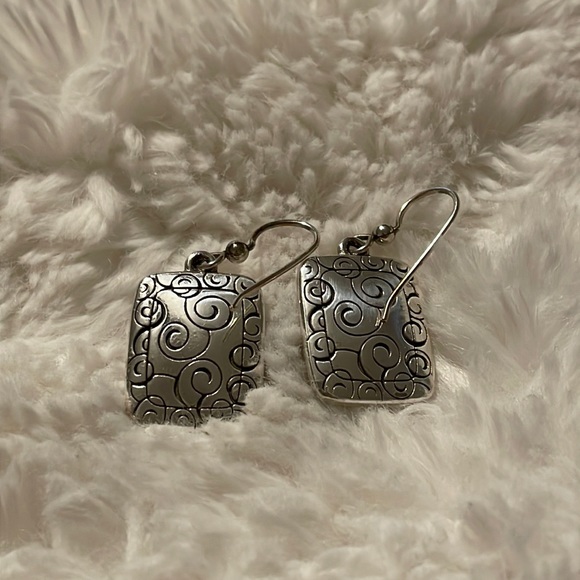 Brighton Rhythms silver & brushed gold dangle earrings - Picture 2 of 4